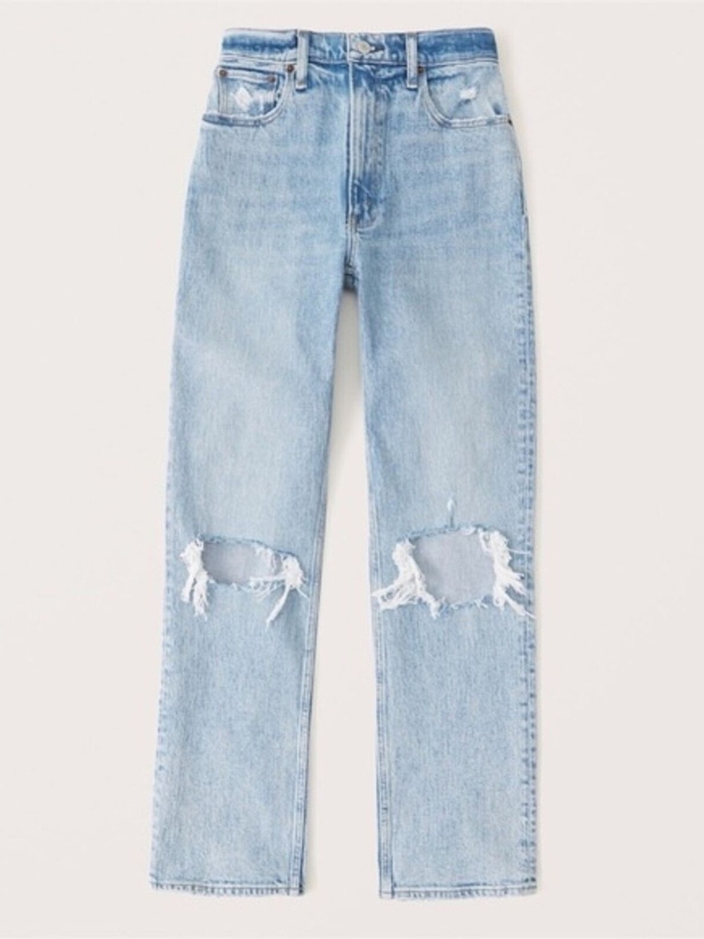 Abercrombie Women's 90s Ultra High Rise Ripped Straight Jeans